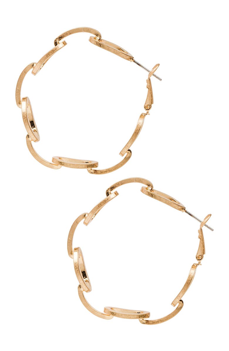 SAACHI Progression Chain Link 38mm Hoop Earrings, Alternate, color, Gold