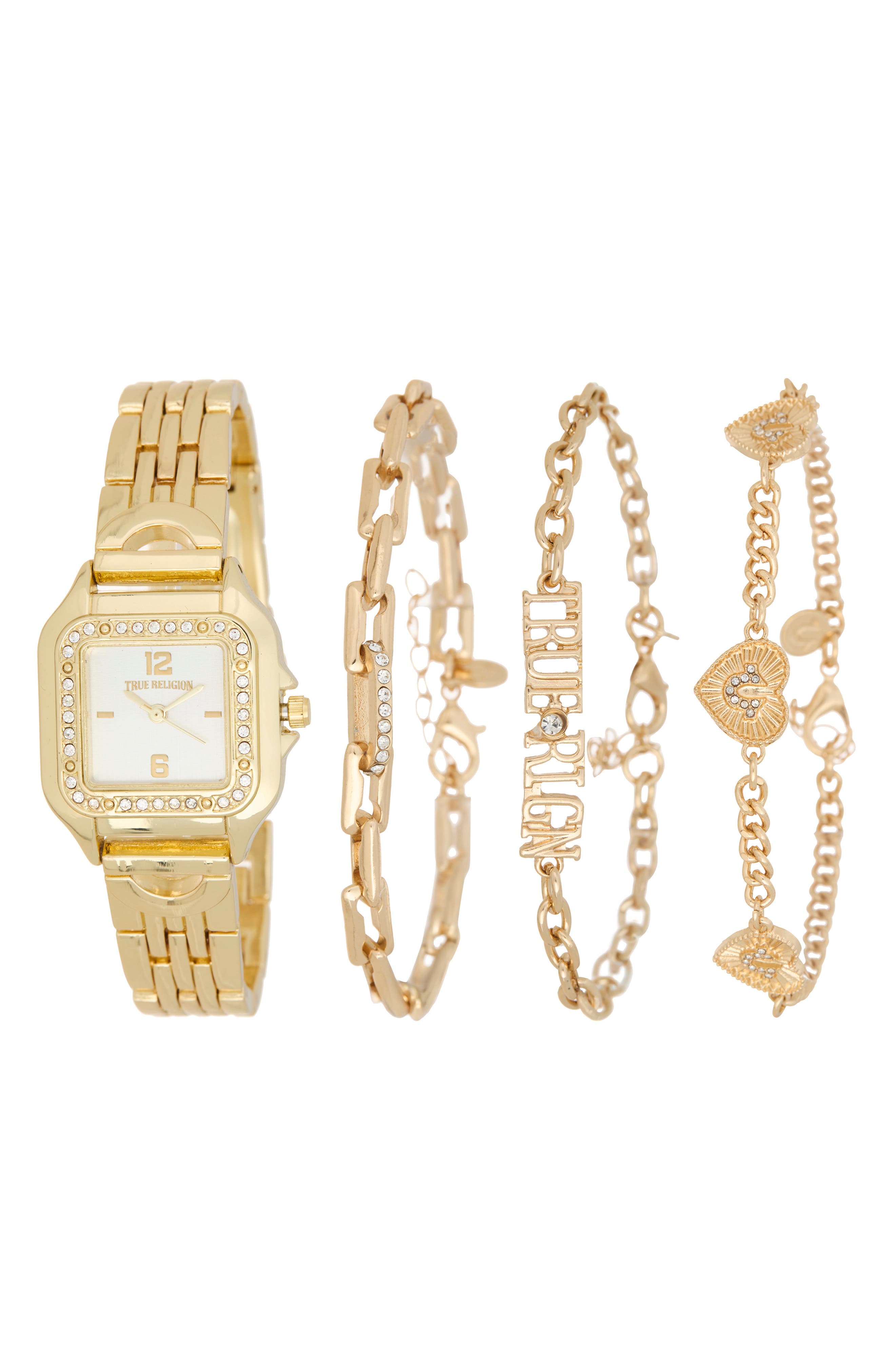 Stackable Bracelet & Square Analog Watch Set