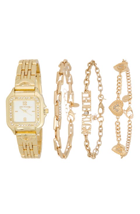 Stackable Bracelet & Square Analog Watch Set
