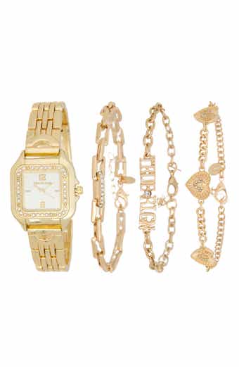 Stackable Bracelet & Square Analog Watch Set