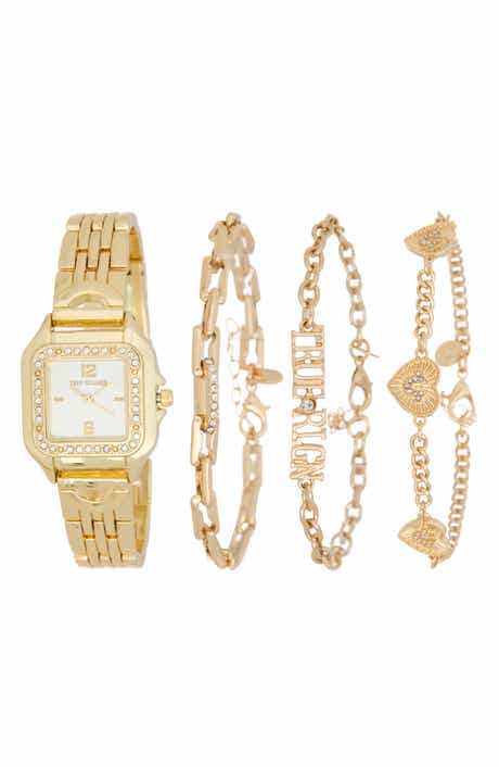 Stackable Bracelet & Square Analog Watch Set