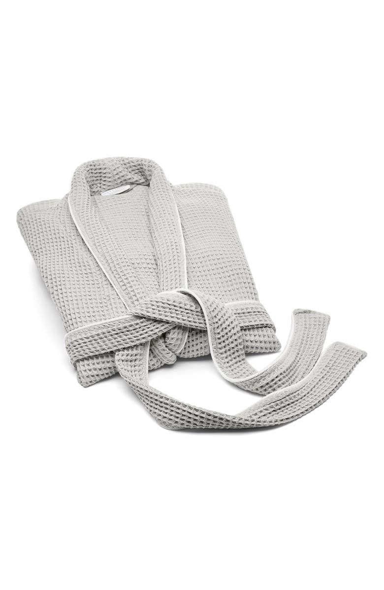 Boll & Branch Organic Cotton Waffle Robe, Main, color, Pewter/ White