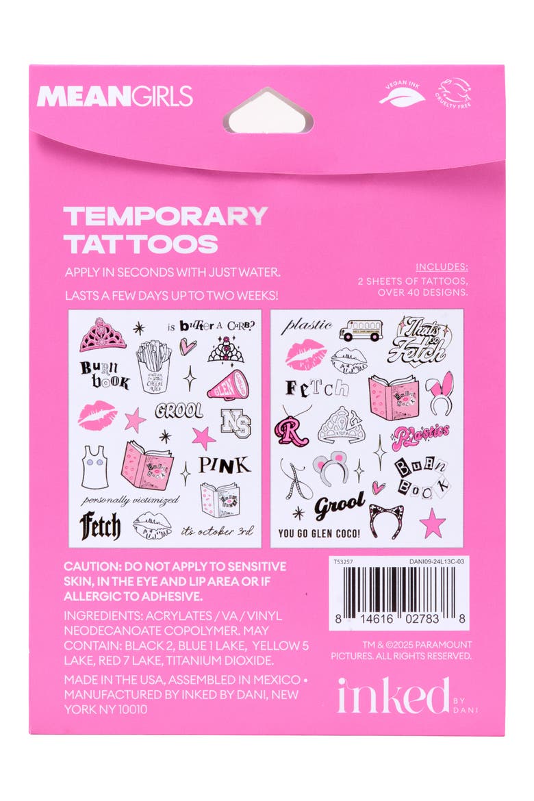 Mean Girls Temporary Tattoos, Alternate, color, MULTI