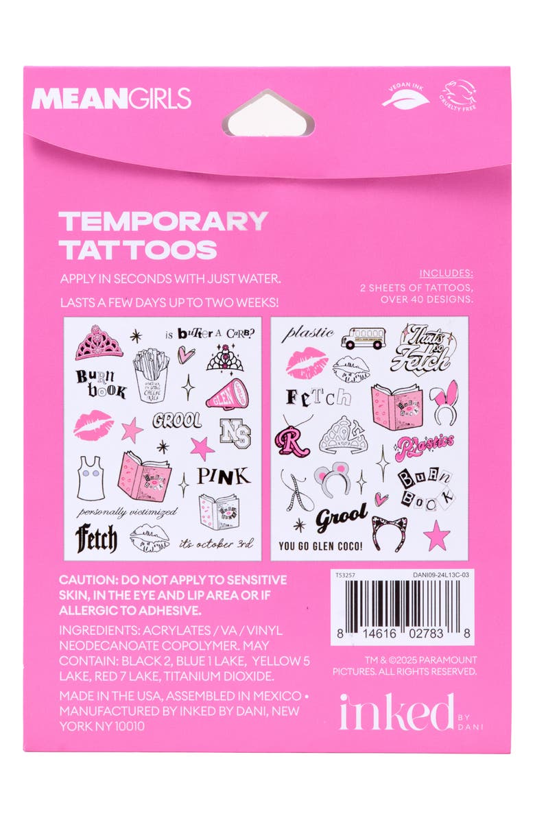 INKED by Dani Mean Girls Temporary Tattoos, Alternate, color, Multi