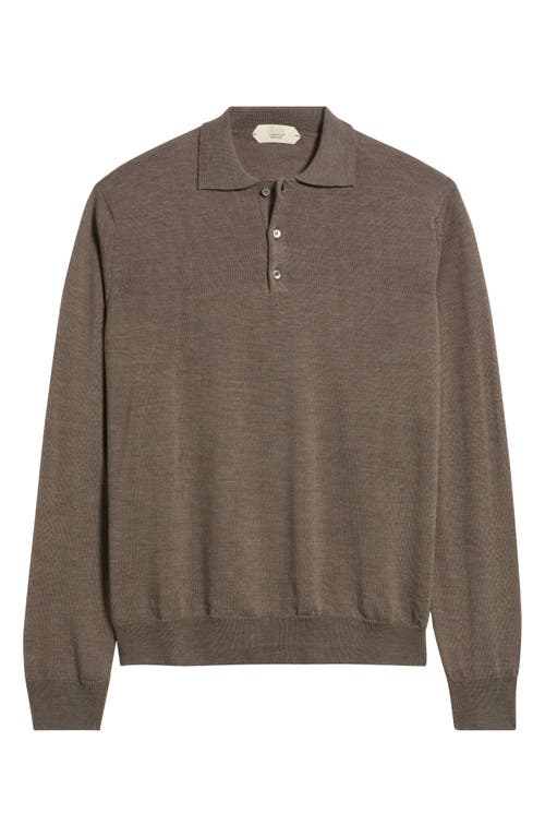 Aurélien Long Sleeve Cashwool® Polo Sweater In Brown