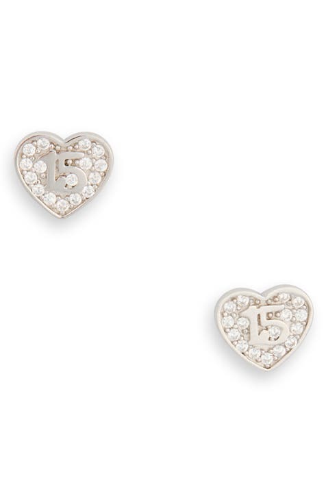 Quince Sterling Silver CZ Pavé Heart Stud Earrings