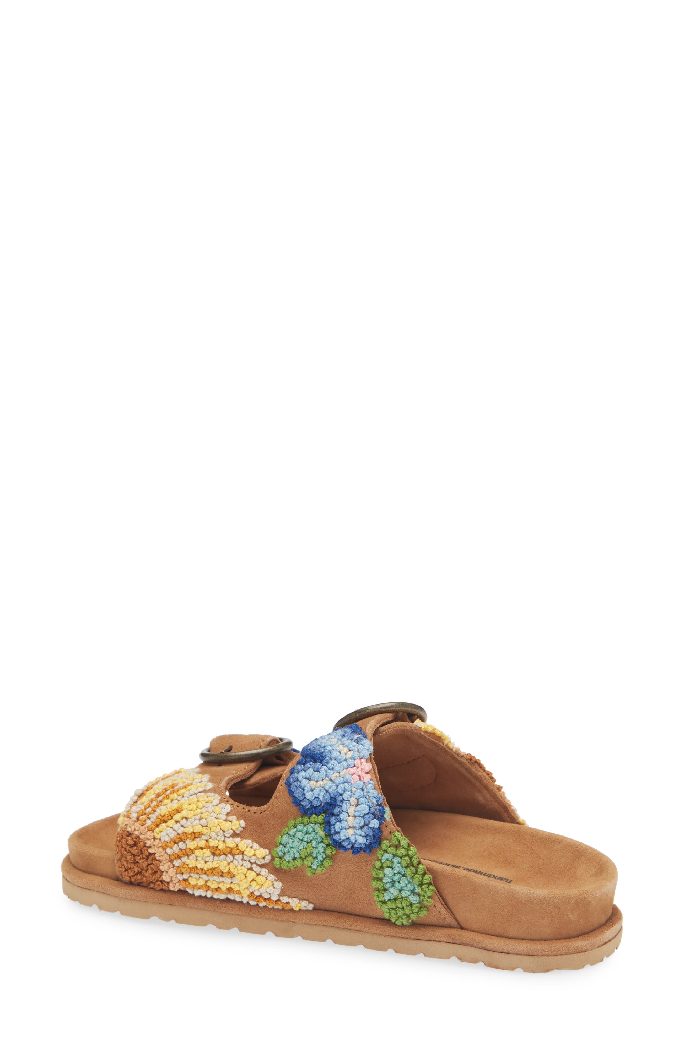 Laidback London Clay Embroidered Slide Sandal, Alternate, color, Mustard Suede / Multi