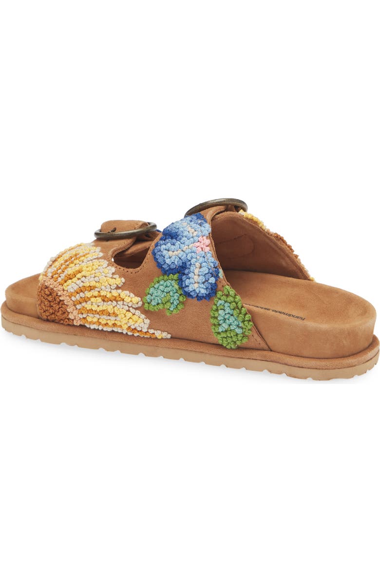 Laidback London Clay Embroidered Slide Sandal, Alternate, color, Mustard Suede / Multi