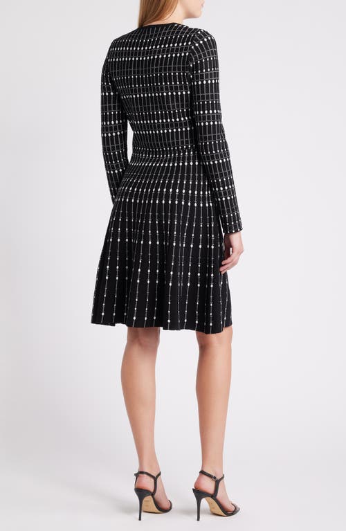 Julia Jordan Stripe Jacquard Long Sleeve Sweater Dress In Black White