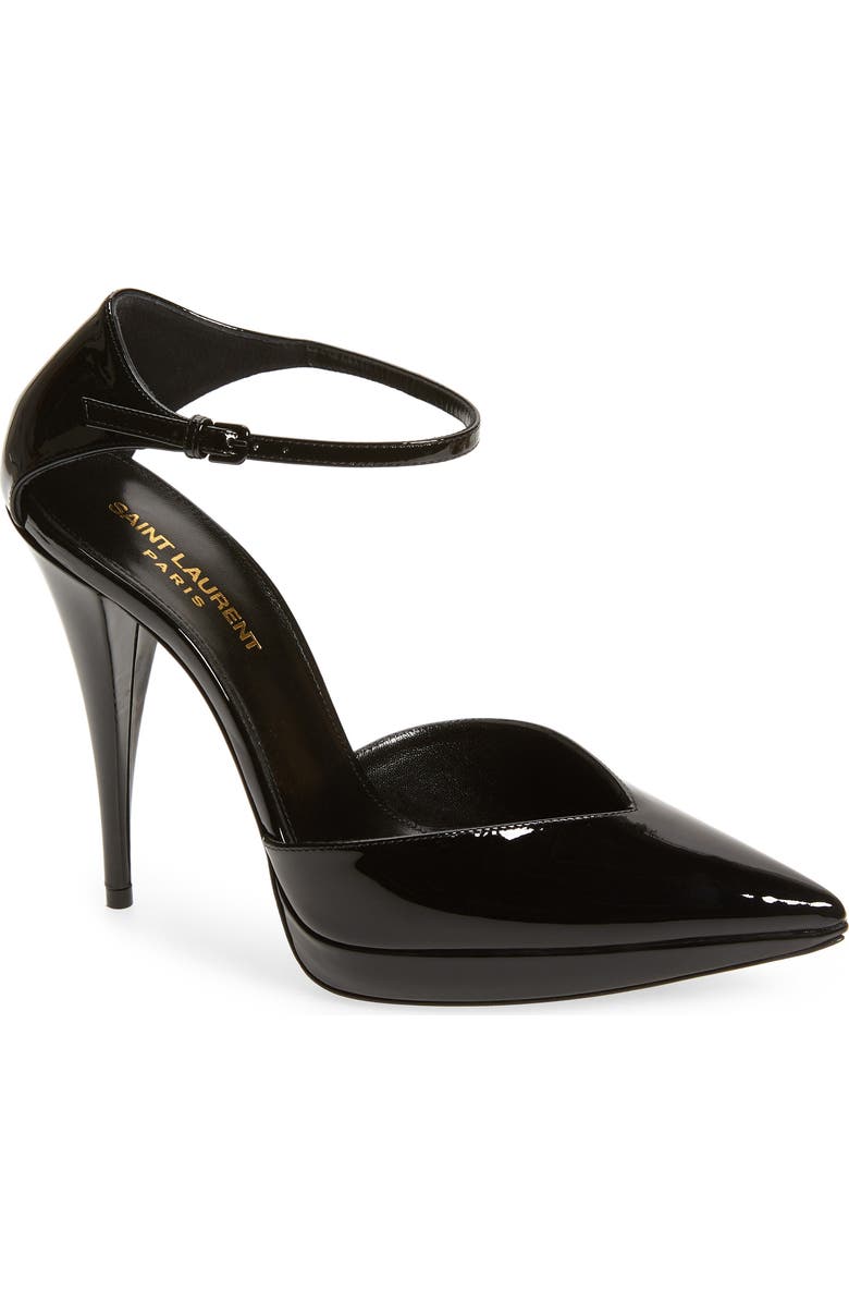 Saint Laurent Zizi Ankle Strap Pointed Toe Platform Pump, Main, color,