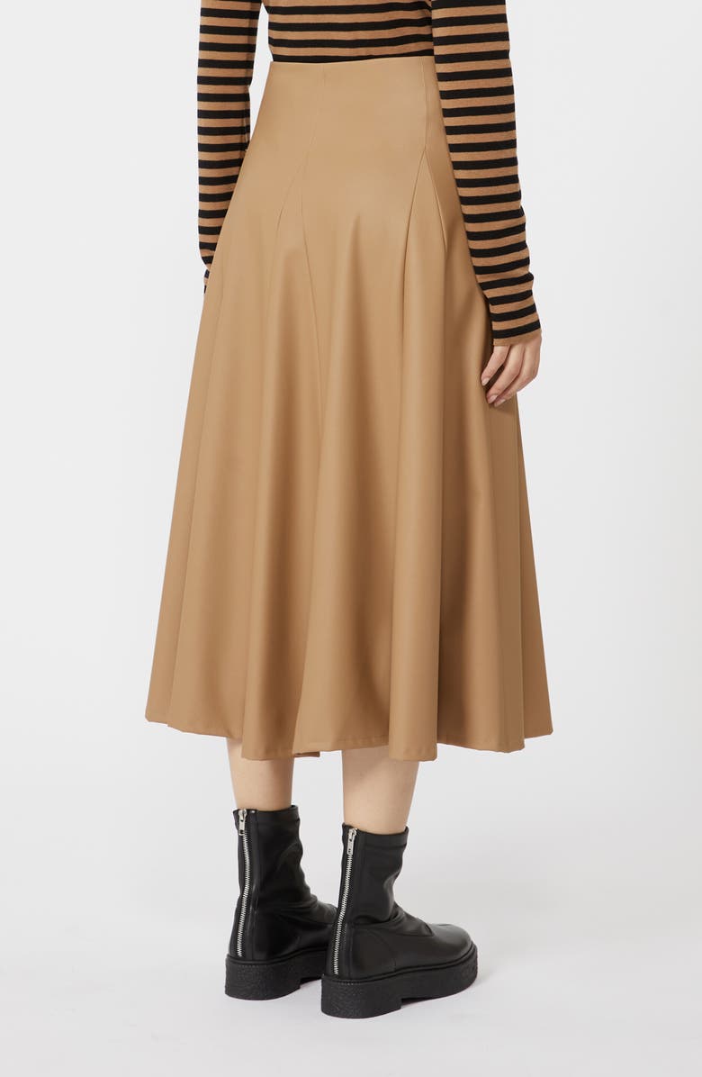 MM by Max Mara Nocera Faux Leather Godet Midi Skirt, Alternate, color, Camel