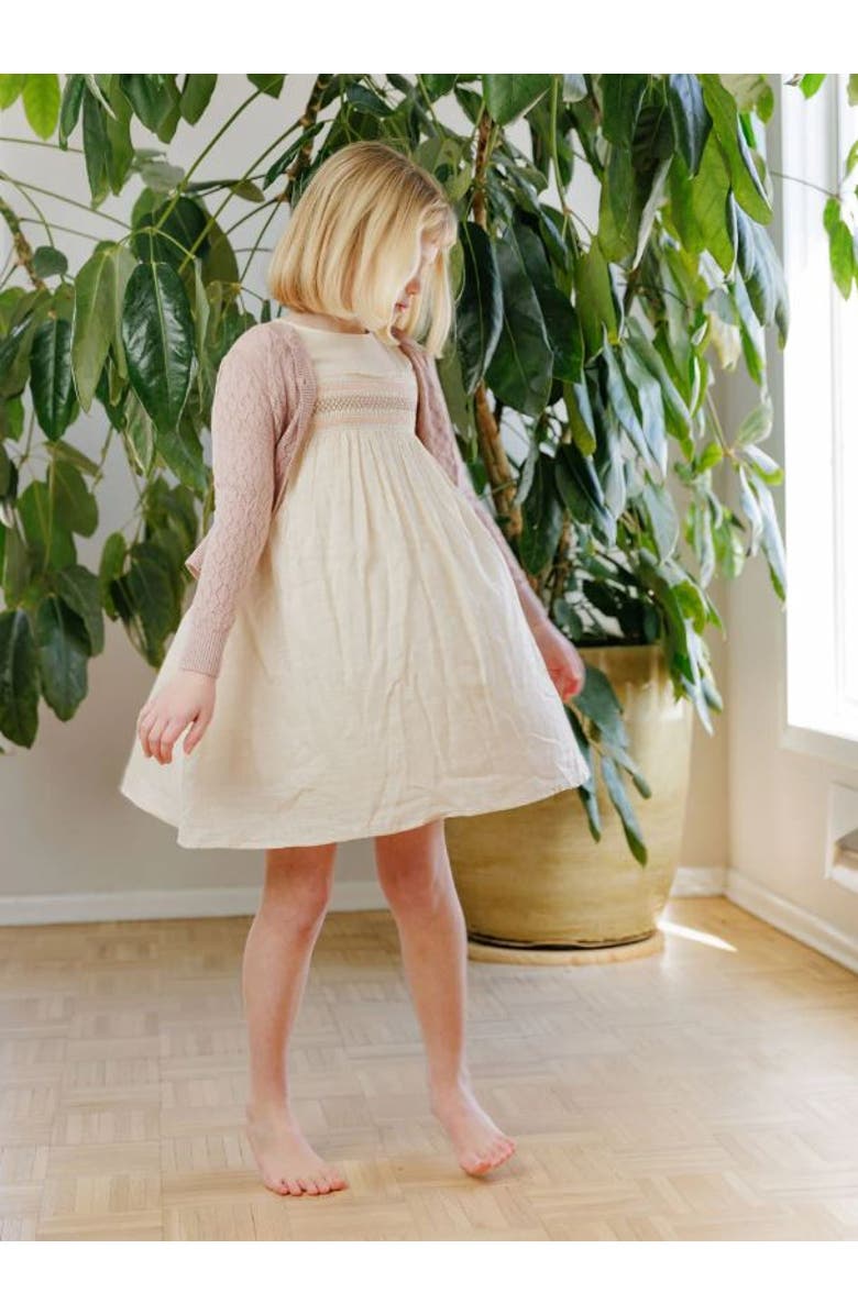 Ely's & Co. Looms Stitch Collection - 3/4 Smocked Linen Dress, Alternate, color, Natural