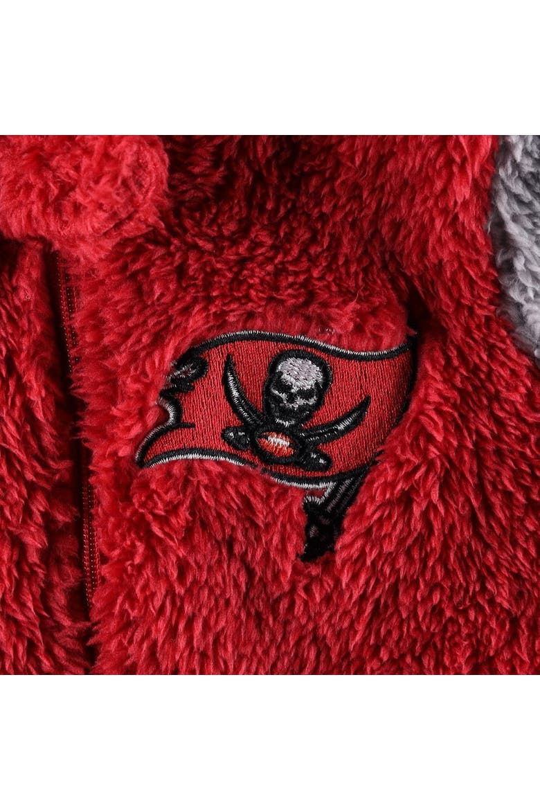 Newborn & Infant Red/Gray Tampa Bay Buccaneers Game Nap Teddy Fleece Bunting Full-Zip Sleeper, Alternate, color, Red