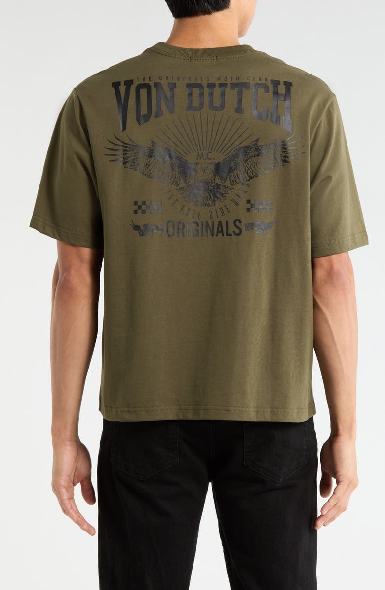 Von Dutch Logo Cotton Blend Graphic T-Shirt, Alternate, color, Olive Night