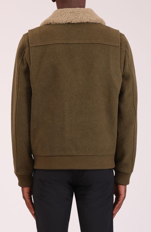 Bagatelle Felted Wool Blend Aviator Jacket In Green