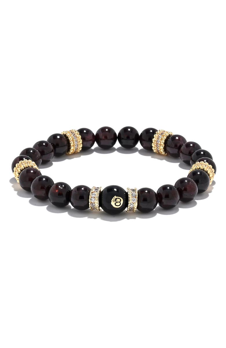 EYE CANDY LOS ANGELES 8 Ball Head Pavé Beaded Stretch Bracelet, Main, color, Gold