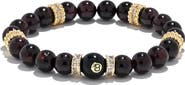 EYE CANDY LOS ANGELES 8 Ball Head Pavé Beaded Stretch Bracelet