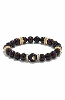 EYE CANDY LOS ANGELES 8 Ball Head Pavé Beaded Stretch Bracelet