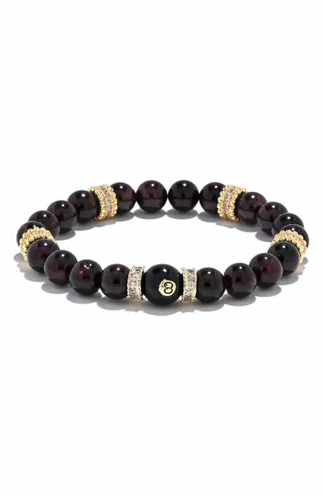 EYE CANDY LOS ANGELES 8 Ball Head Pavé Beaded Stretch Bracelet