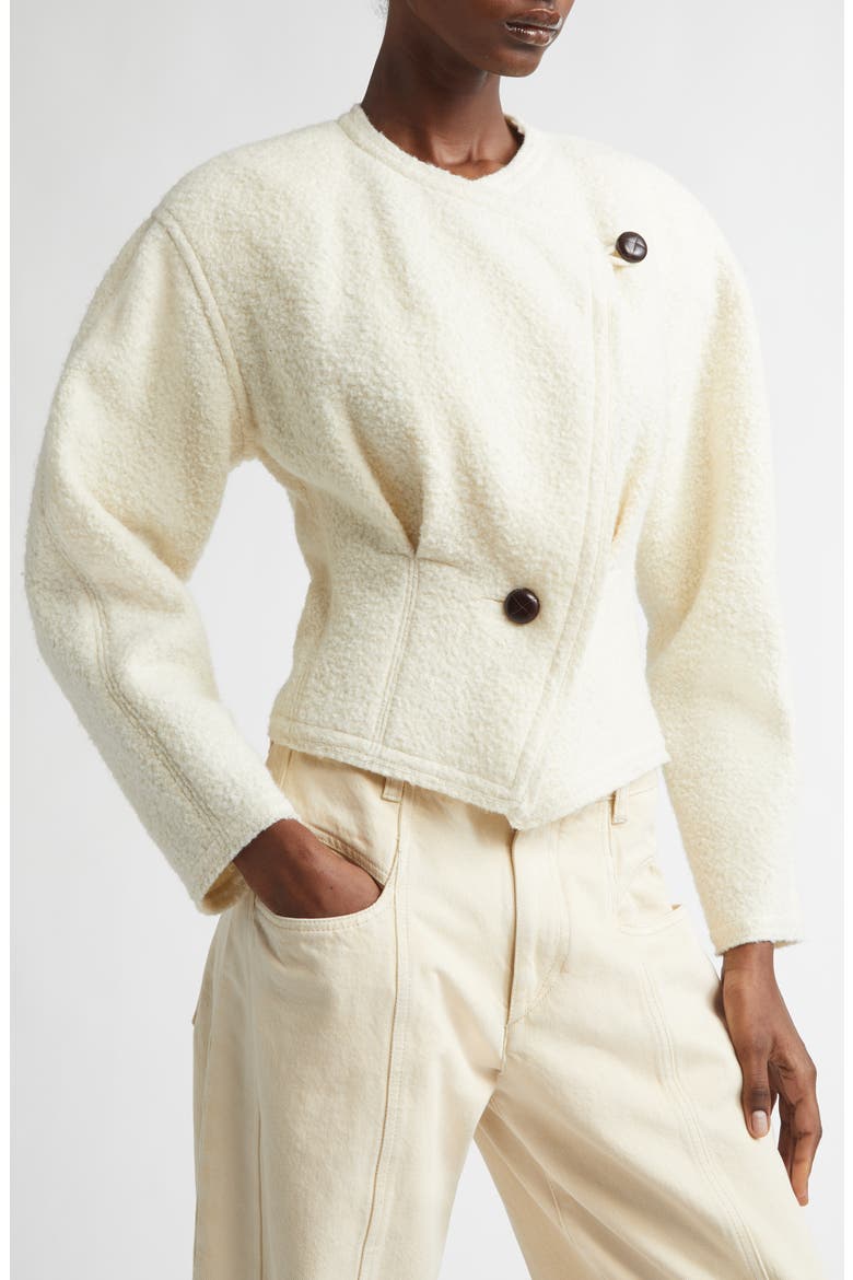 Suna Asymmetrical Virgin Wool Blend Jacket, Alternate, color, ECRU