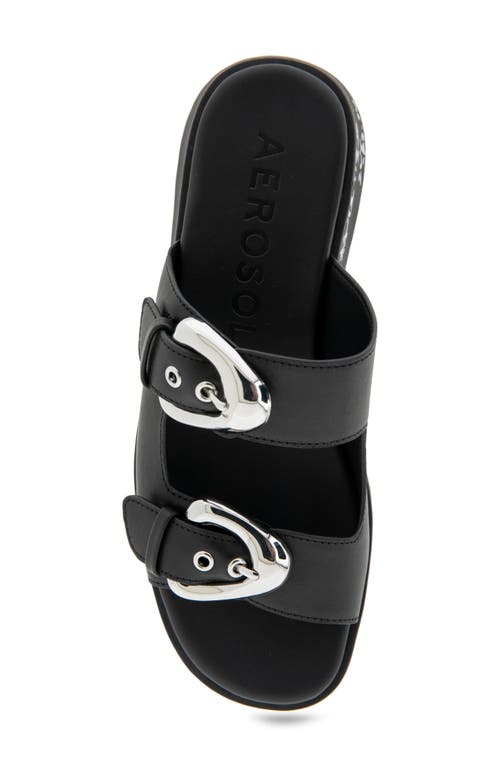 Shop Aerosoles Faith Flatform Slide Sandal In Black Leather