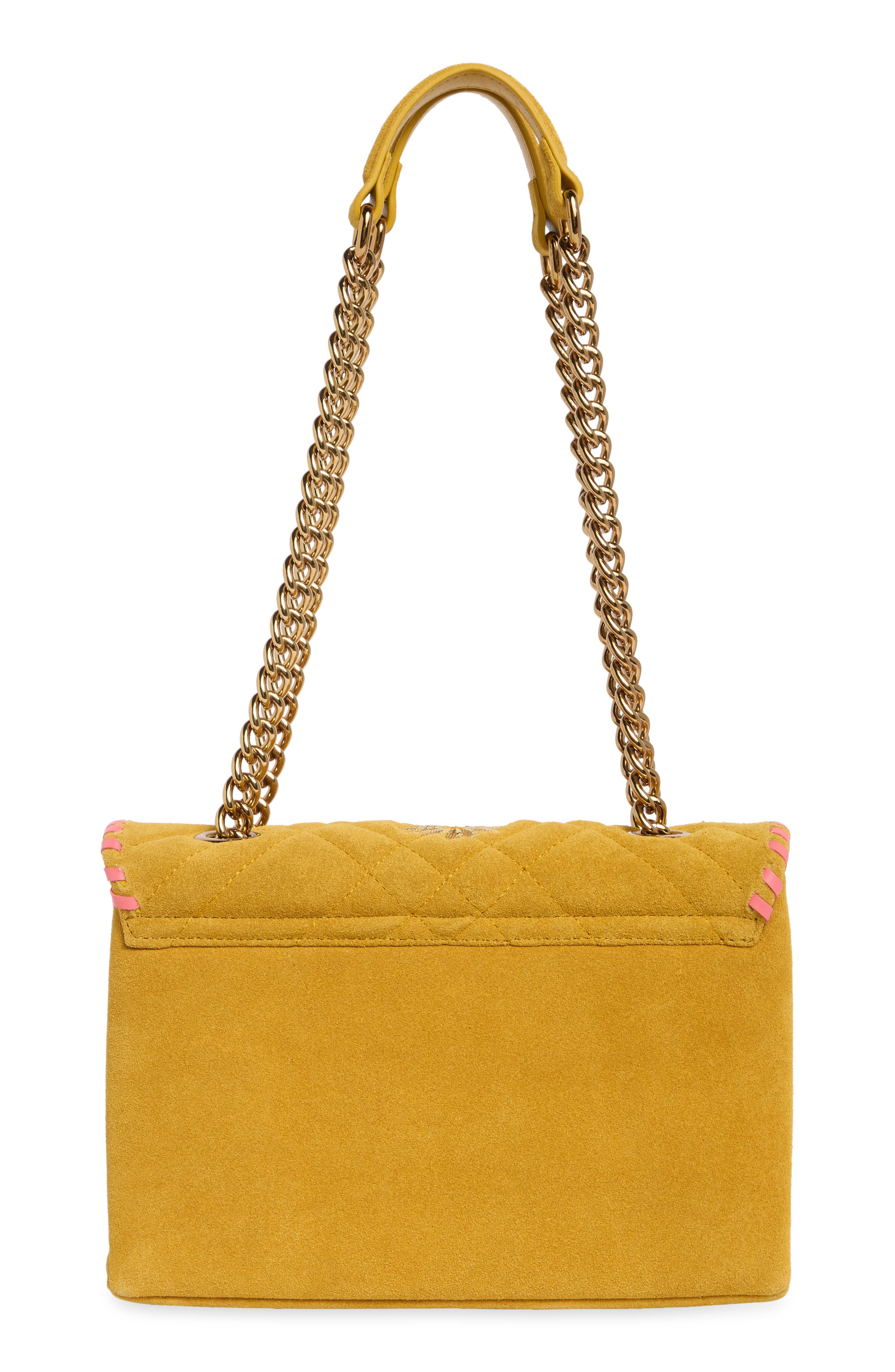 Kurt Geiger London Brixton Sequin Flower Suede Shoulder Bag, Alternate, color, Dark Yellow