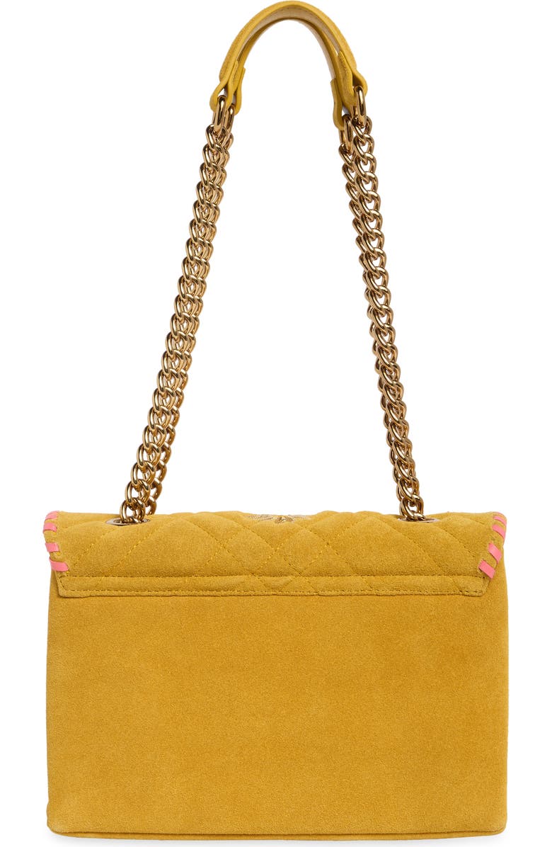 Kurt Geiger London Brixton Sequin Flower Suede Shoulder Bag, Alternate, color, Dark Yellow