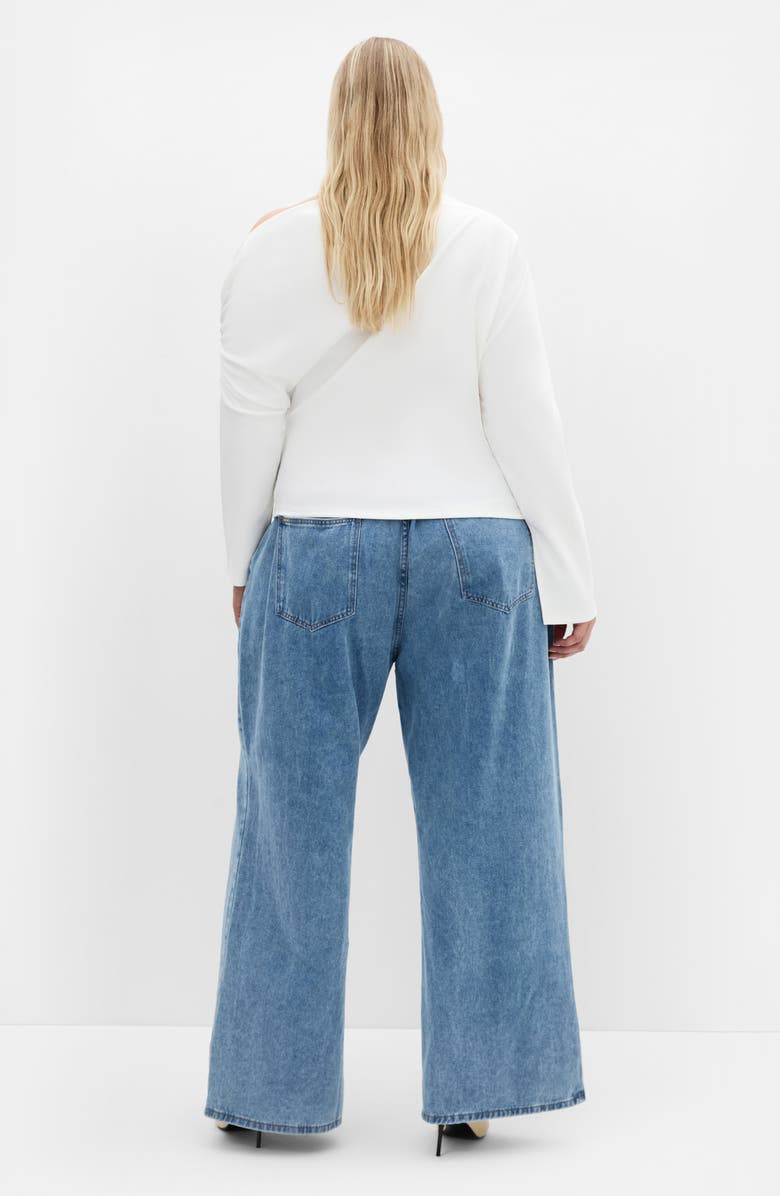 City Chic Imani One-Shoulder Long Sleeve Top, Alternate, color, Ivory