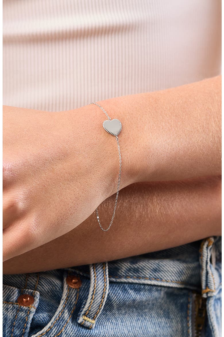 14K Gold Heart Line Bracelet (Online Trunk Show), Alternate, color, 14K WHITE GOLD