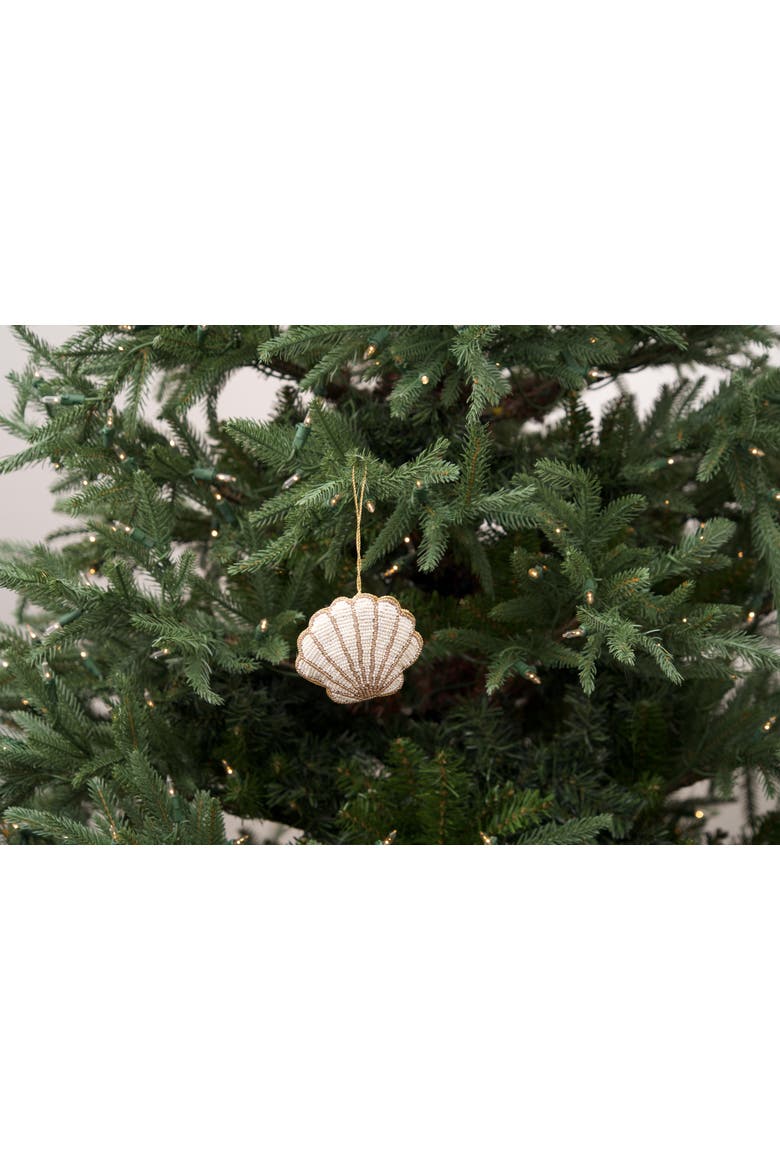 Scallop Shell Beaded Christmas Tree Ornament, Alternate, color, White