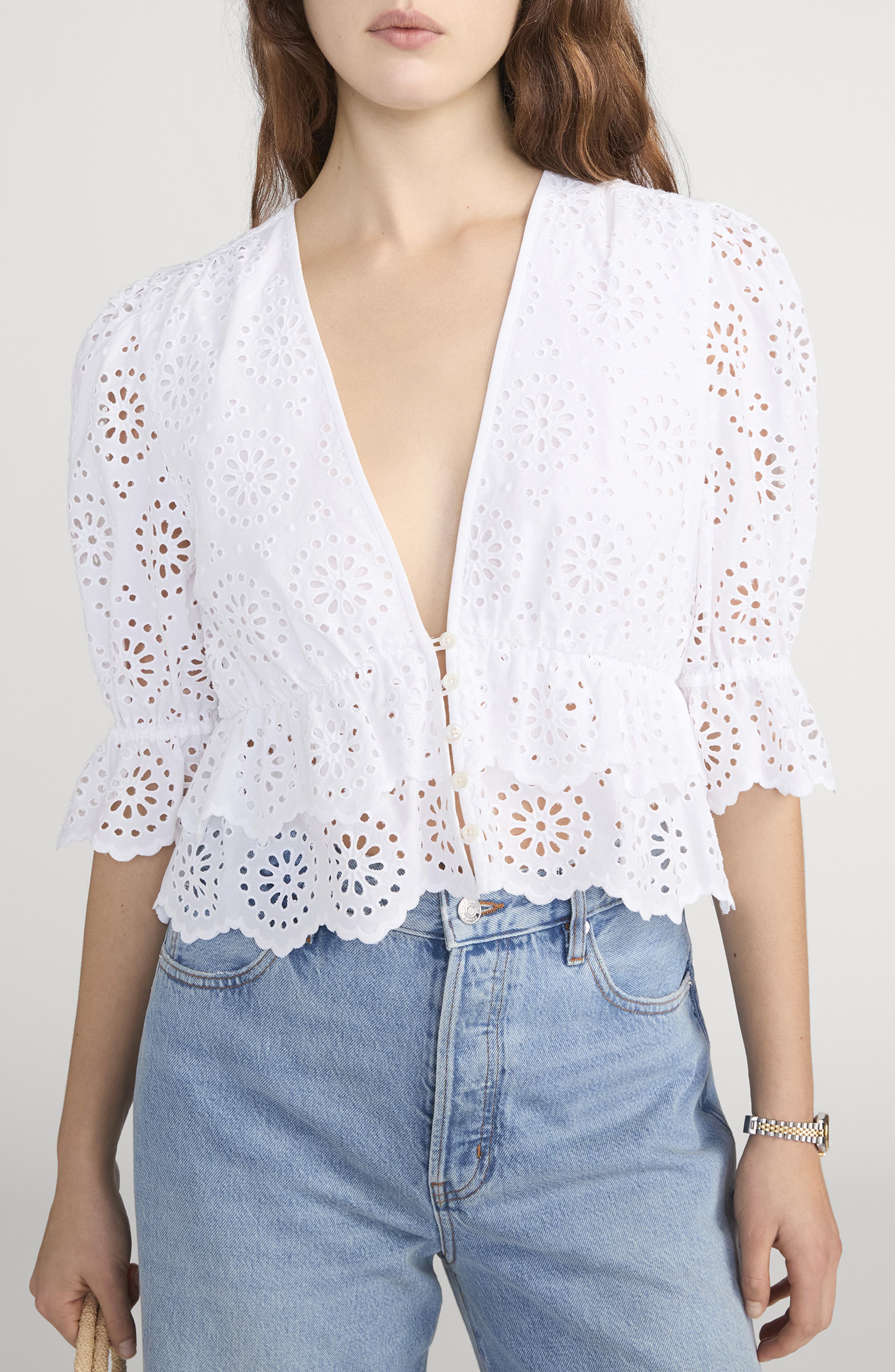 The Solstice Eyelet Cotton Top