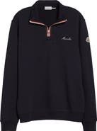 Moncler Embroidered Logo Patch Fleece Quarter Zip Sweatshirt