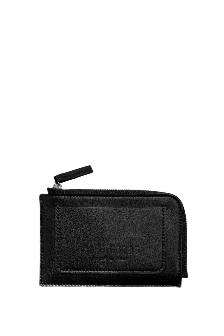 Upcycled Italian Leather Zip-Around Card Wallet, Main, color, Black