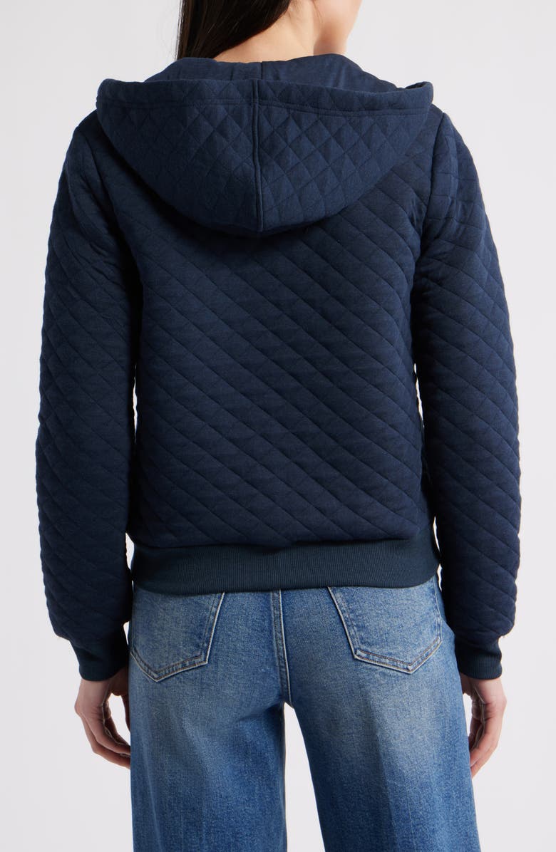 Marine Layer Corbet Quilted Zip-Up Hoodie, Alternate, color, Navy