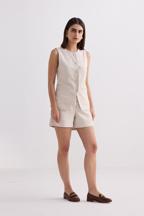 Reistor Cotton Tweed Vest Jacket Set In Chestnut Twist