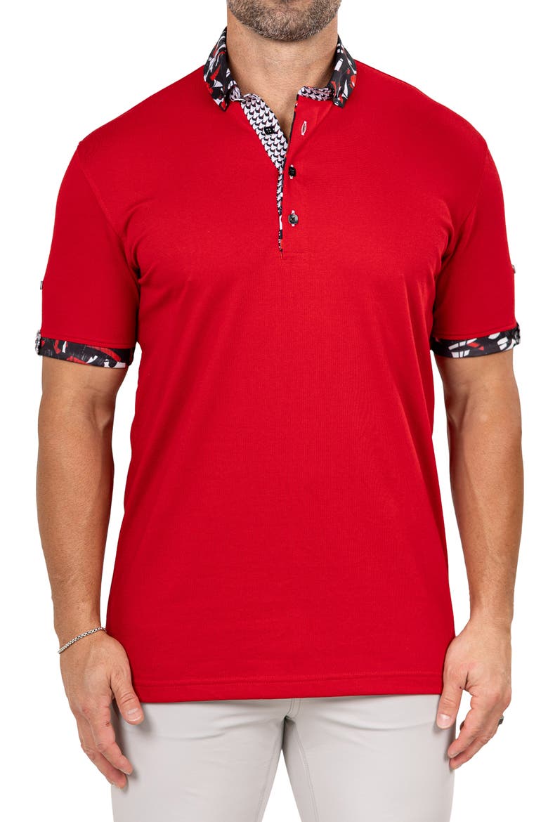 Newton Marthyr0027 Red Button-Down Piqué Polo, Main, color, RED