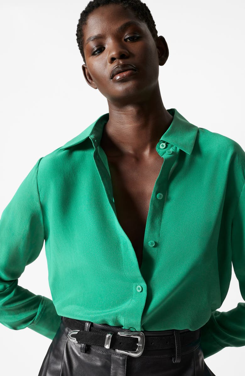 & Other Stories Button-Up Silk Shirt, Alternate, color, 