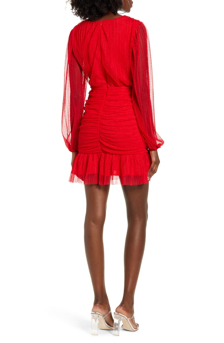 4SI3NNA Long Sleeve Shirred Tulle Minidress, Alternate, color, 