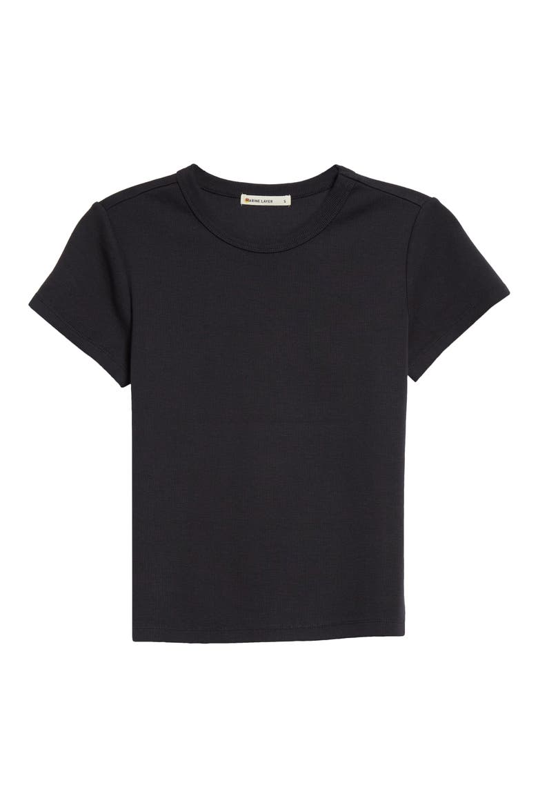 Lexi Sun-In Rib Crewneck T-Shirt, Alternate, color, BLACK