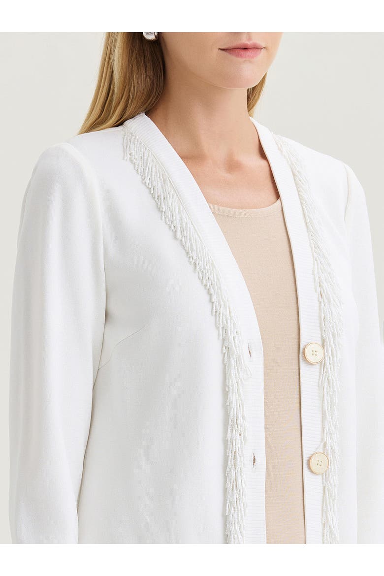 Heritage Beaded Trim Flat Knit Cardigan, Alternate, color, White