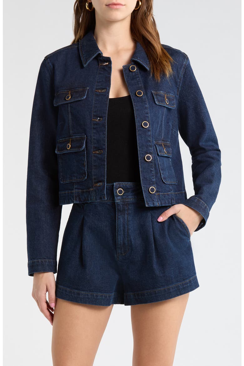 Lydia Stretch Denim Jacket, Main, color, BALLAST