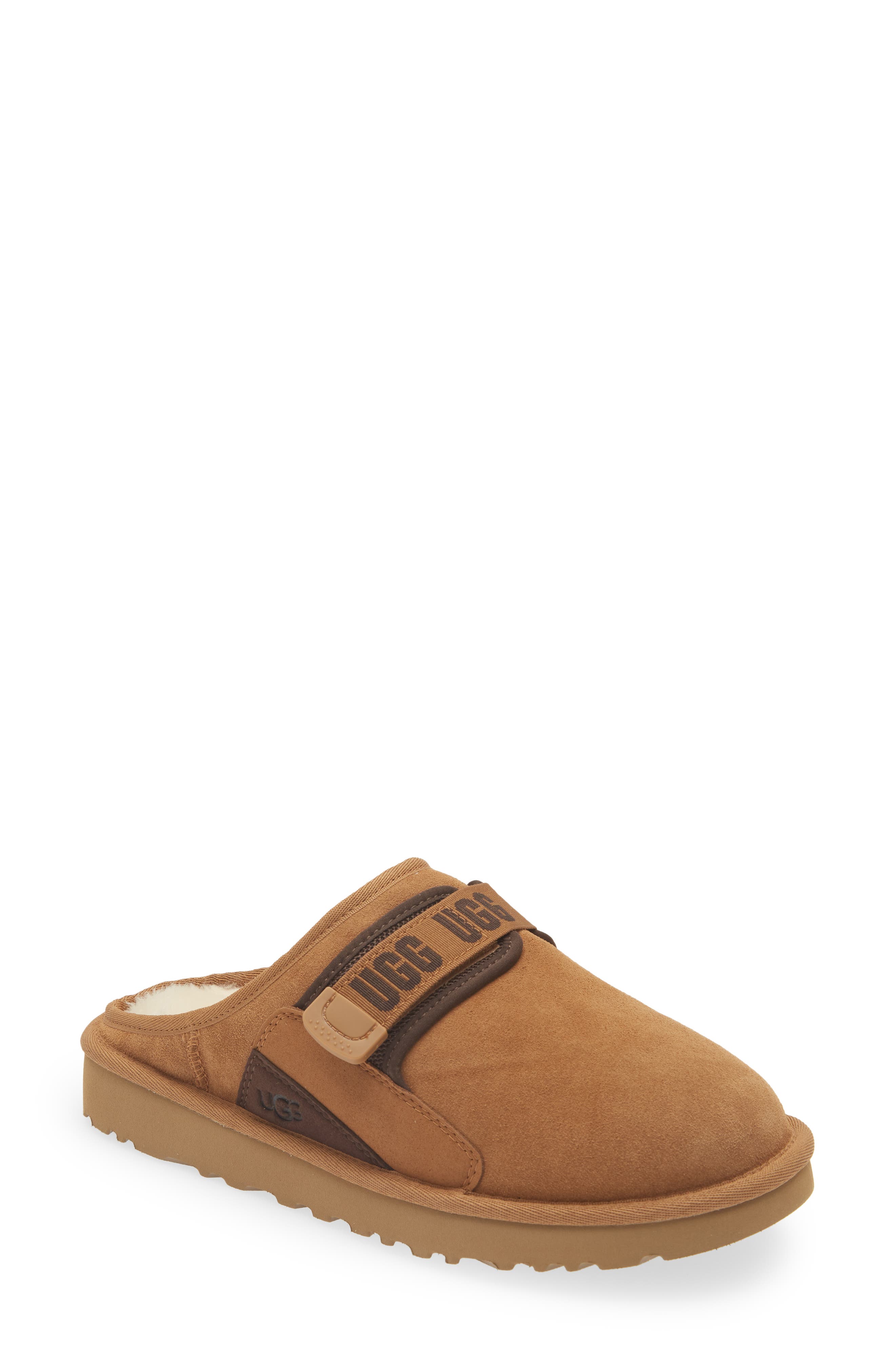Dune Genuine Shearling Lined Slipper, Main, color, CHESTNUT