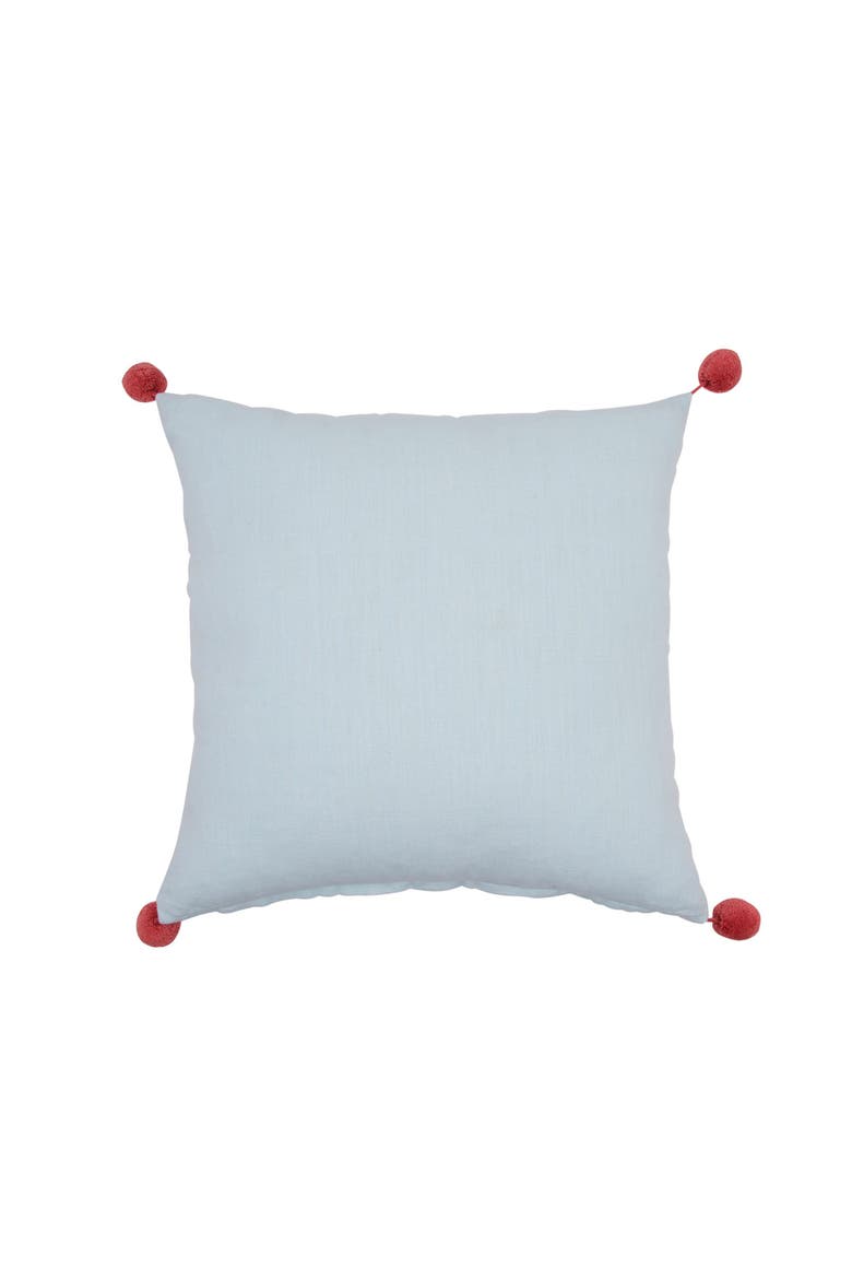 Merry And Bright Snowflakes Tufted with Poms Throw Pillow 18" x 18", Alternate, color, Blue