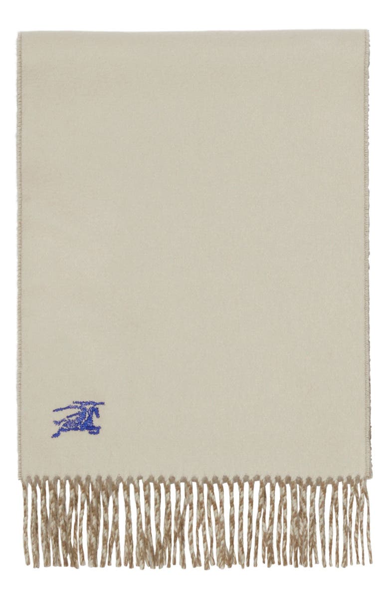 Burberry Reversible EKD Embroidered Cashmere Scarf, Alternate, color, Vole Brown/ Smokegrey