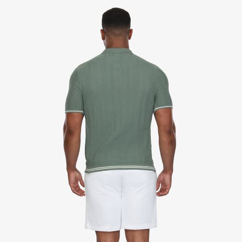Vustra Textured Knit Polo In Green