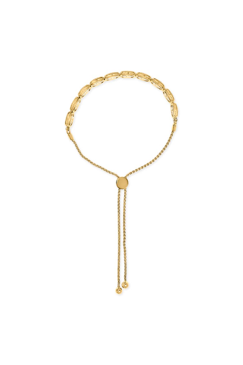 14k Yellow Gold Plated Silver 5/8 Cttw Diamond Composite Frame Bolo Bracelet, Alternate, color, Yellow