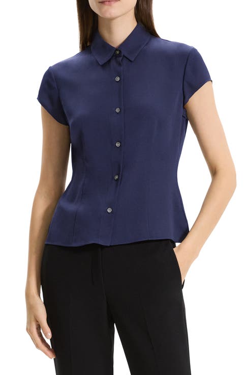 Cap Sleeve Silk Shirt