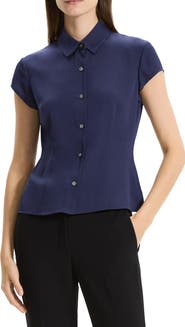 Theory Cap Sleeve Silk Shirt