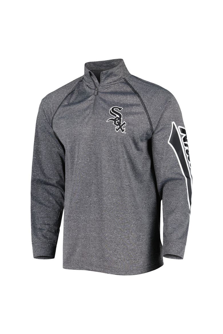 Men's Stitches Heather Gray Chicago White Sox Wordmark Raglan Quarter-Zip Top, Alternate, color, Heather Gray