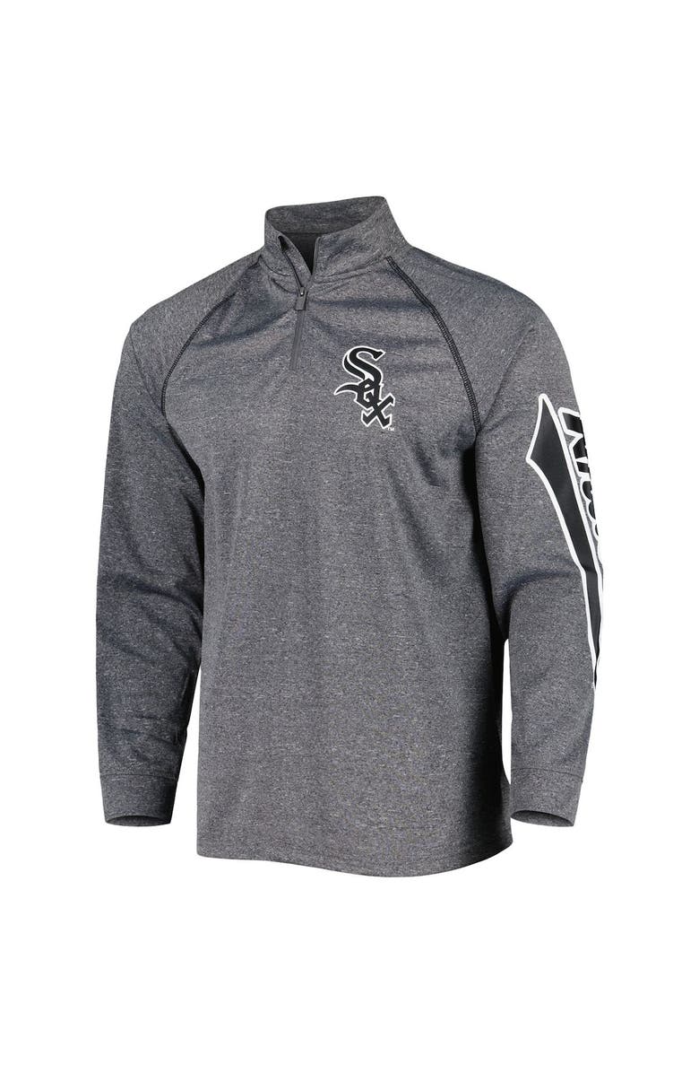 STITCHES Men's Stitches Heather Gray Chicago White Sox Wordmark Raglan Quarter-Zip Top, Alternate, color, Heather Gray